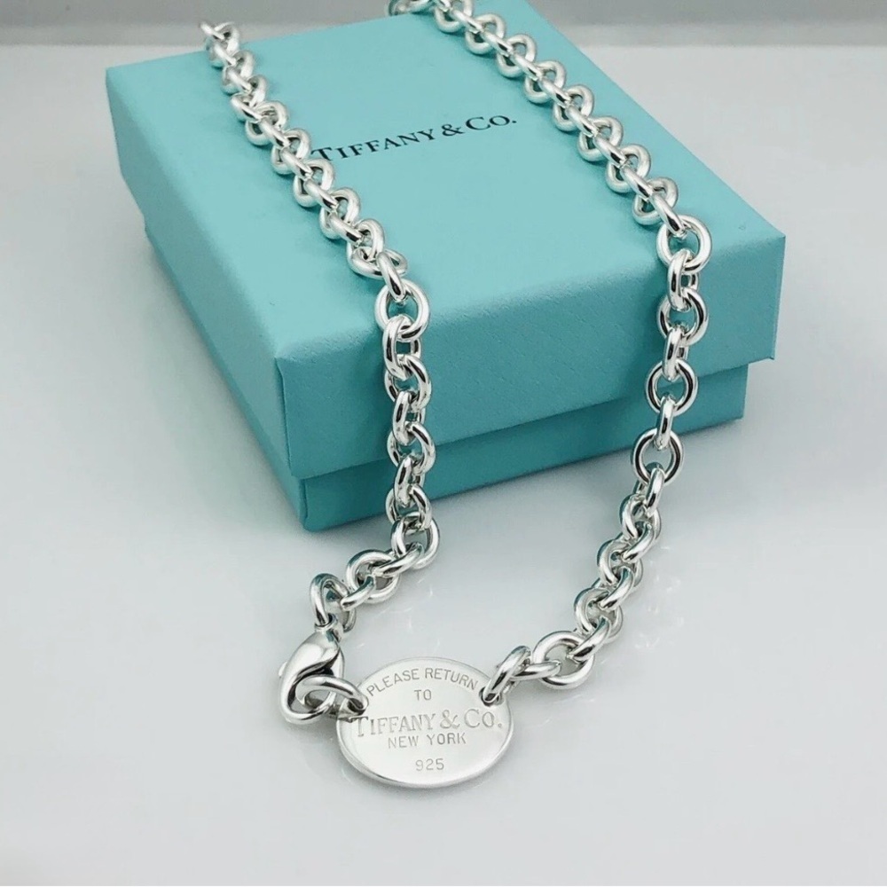 Authentic Tiffany & Co. Return to Tiffany Oval Tag Necklace Silver 15.75” - Picture 5 of 5